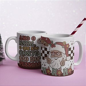 Caneca Natal Sarcástico Branca para Café Amo Natal o que Não Gosto São Das Pessoas