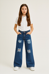 Calça Jeans Juvenil Pantalona