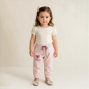 Calça Jogger Bordada Brim