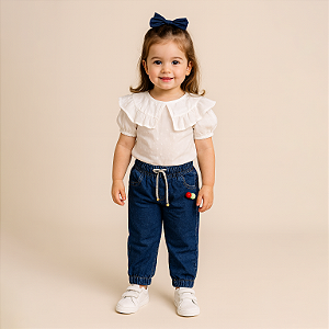 Calça Jogger Jeans Pom Pom