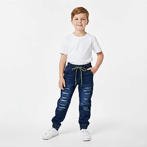 Calça Jogger Jeans com Rasgo Infantil - Ref. 07