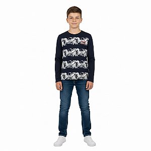 Camisa Manga Longa Juvenil Floral