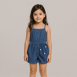 Macaquinho Jeans com PomPom – Ref. 42