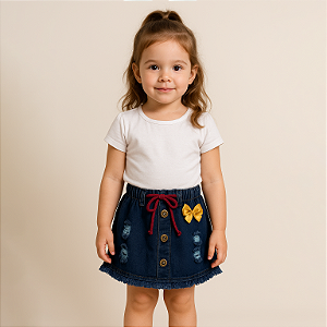Saia Jeans Infantil com Botão – Ref. 15