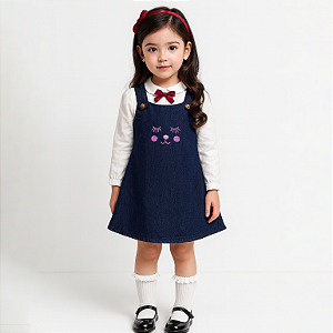 Vestido Jeans Bordado Infantil – Ref. 20