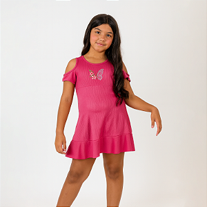 Vestido Canelado Ciganinha Juvenil