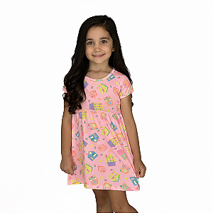 Vestido Estampado Manga Infantil
