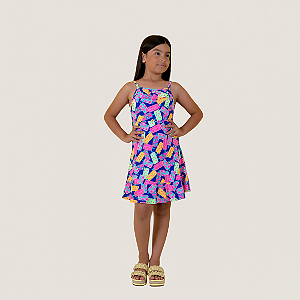 Vestido Estampado Alça Juvenil