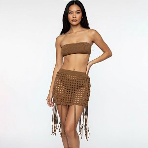 Saia Tricô Prêmio com Franja