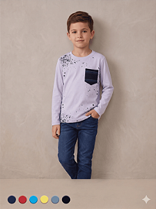 Camisa Manga Longa com Bolso Estampado