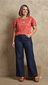Blusa Manga Curta Suede Plus Variada