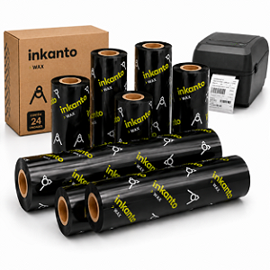 Ribbon cera Armor Inkanto AWR1 110mmx74m em Kits Externo para etiqueta Couche impressora térmica
