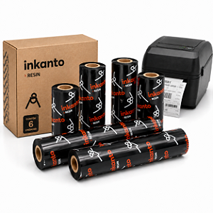 Ribbon Resina Armor Inkanto AXR-1 110mmx74m em Kits externo para etiqueta BOPP 1/2 Pol Para Impressora Térmica Zebra Argox Elgin