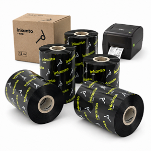 Kit 6 ou 12 pçs Ribbons cera Armor Inkanto AWR-1 110mmx450m Externo para etiqueta Couche