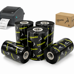 Ribbon cera Armor Inkanto AWR-1 110mmx450m em Kits Externo para etiqueta Couche 1 Pol Para Impressora Térmica