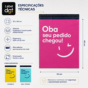 Envelope Plástico 32x40cm COEX Oba, seu pedido chegou! ROSA