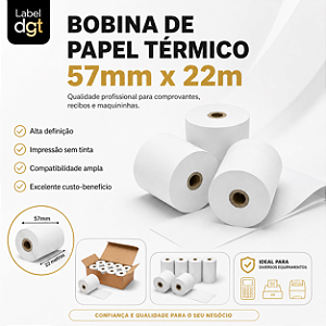 Bobina Térmica 57mmx22m para maquina de cartao