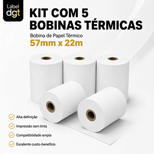 Bobina Térmica 57mmx22m para maquina de cartao