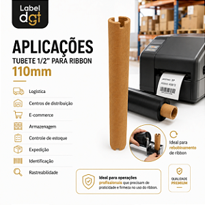 Tubete 1/2 Polegada 110x17 para Ribbon Label DGT