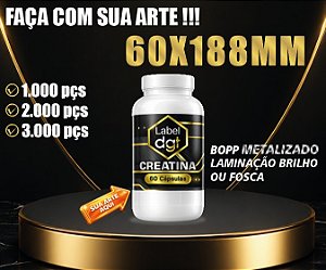 Rótulo BOPP METALIZADO 60mmx188mm de alta fixação. Ideal para cosméticos e suplementos. Confira!