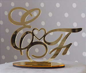 Topo de bolo em acrílico - Iniciais