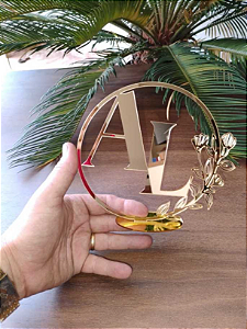 Topo de Bolo Floral em acrilico 18cm