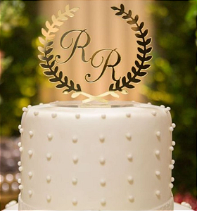 Topo De Bolo Em Acrílico Espelhado - Oliveira