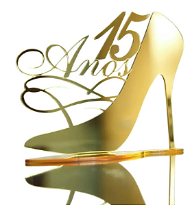 Topo De Bolo 15 Anos - Sapato de Salto - Acrilico