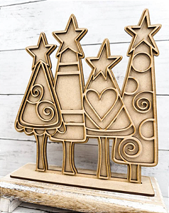 Kit de Árvores de Natal em MDF - 10 Unidades