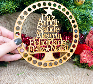 Base para Crochê Pinheiro de Natal com Palavras - 15cm