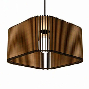 Pendente de Teto em Madeira MDF - Lustre Grande Quadrado para Sala