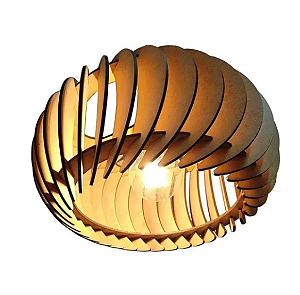 Lustre Luminária Pendente De Madeira MDF Gérbera Decoração