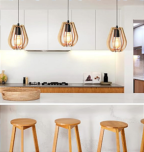 Luminária Pendente Luxo em MDF - Design Moderno 15x17cm