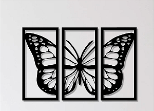 Conjunto 3 Quadros em MDF Borboleta - Decoração Elegante
