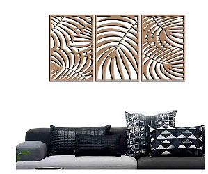 Quadro Decorativo Folhas 3MM Vazado - MDF