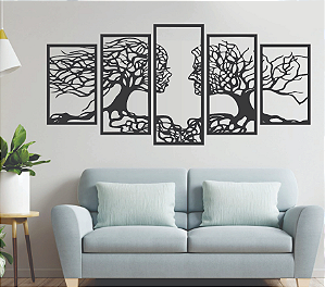 Quadros Decorativos Árvore Com Rosto 55x120cm(KIT COMPLETO)