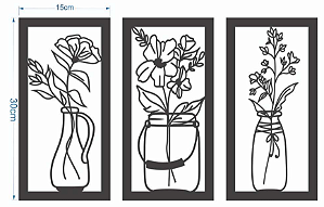 Quadro Decorativo Vazado Flores 15x30cm