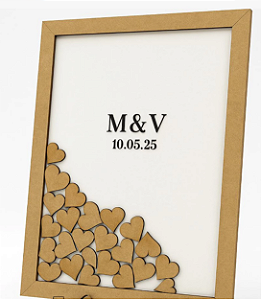 Quadro de Assinaturas Corações em MDF – Personalizado