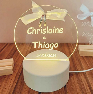 Porta Aliança Personalizado com Base Luminária