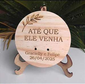 Porta Aliança de Madeira Pinus Redondo - Personalizado