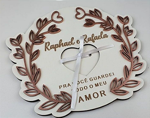 Porta Alianças Personalizado MDF Branco para Casamento