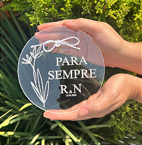 Porta Alianças Redondo Acrílico Casamento Personalizado