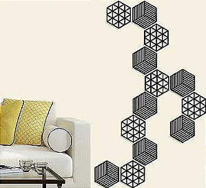 Kit com 10 Peças - Aplique Cobogó Decorativo MDF Hexagonal