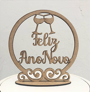 Moldura MDF Cru Feliz Ano Novo - Topo de Bolo / decorações