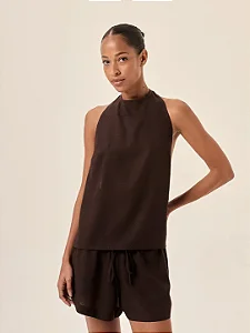 blusa bianca marrom tostado PANÔ