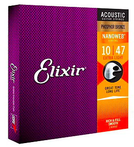 Encordoamento Violão Phosphor Bronze Elixir Nanoweb 010 47