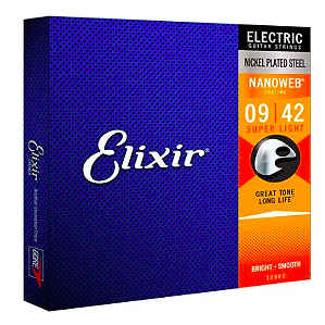 Encordoamento Para Guitarra Elixir Nanoweb Super Light 09 42 12002