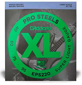 Encordoamento Baixo 4 Cordas Daddario Xl Pro Steels 040 EPS220