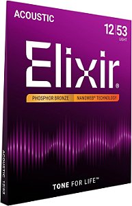 Encordoamento para Violão Aço Elixir Nanoweb Phosphor Bronze .012