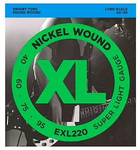 Encordoamento Daddario Baixo 040 95 EXL220 4 Cordas